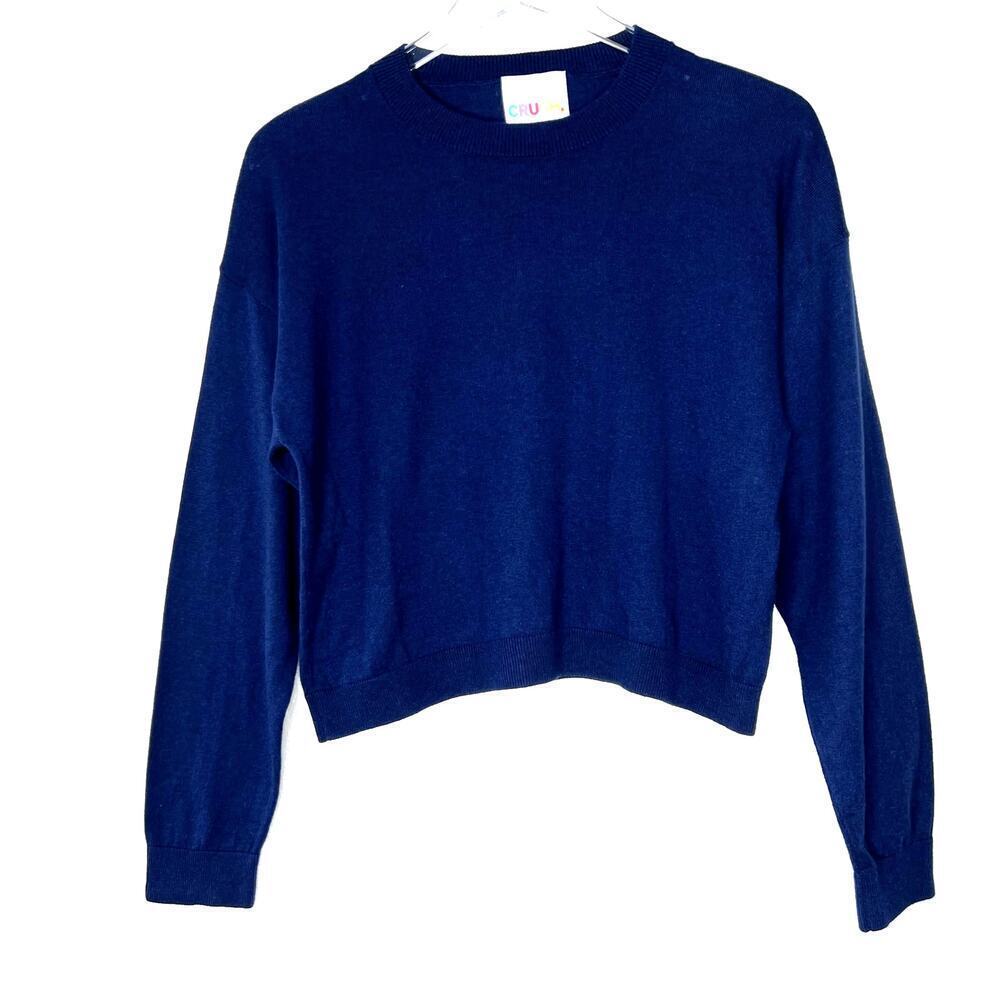 CRUSH. Navy Blue Crewneck Pullover Sweater 1 SMALL Cotton Silk Cashmere Knit